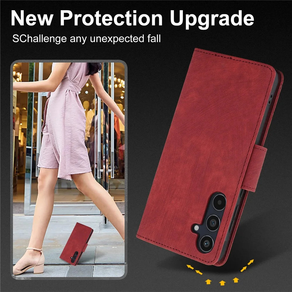 SY-001 For Samsung Galaxy A35 5G Case Butterfly Flower Wallet Flip Leather Cover - Red - 7