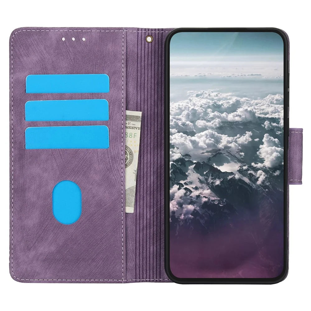 SY-001 For Samsung Galaxy A15 4G / 5G Case Stand Handbag Butterfly Flower Leather Phone Cover - Purple - 2