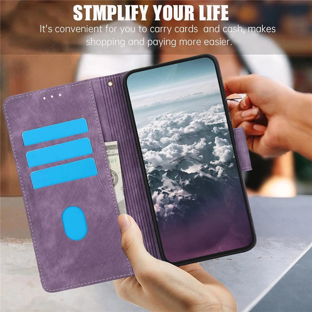 SY-001 For Samsung Galaxy A15 4G / 5G Case Stand Handbag Butterfly Flower Leather Phone Cover - Purple - 5