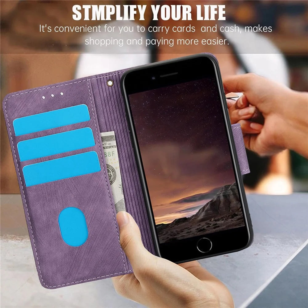 SY-001 For iPhone 17e / 16e Case Butterfly Flower Anti-Scratch Leather Phone Cover - Purple - 5