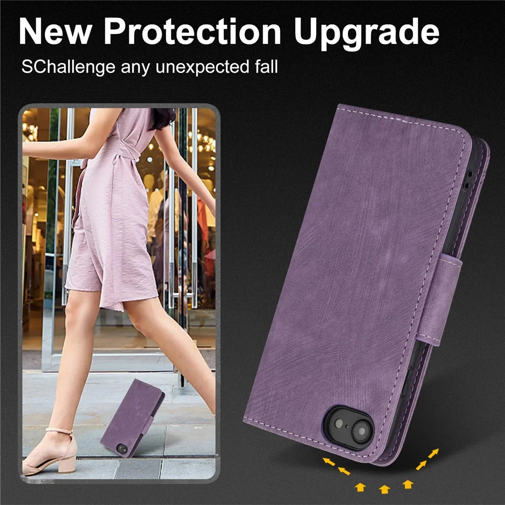 SY-001 For iPhone 17e / 16e Case Butterfly Flower Anti-Scratch Leather Phone Cover - Purple - 7