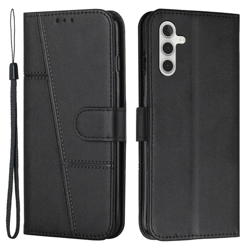 For Samsung Galaxy M55 5G / C55 5G Phone Case Anti-Scratch PU Leather Stand Wallet Cover - Black - 1