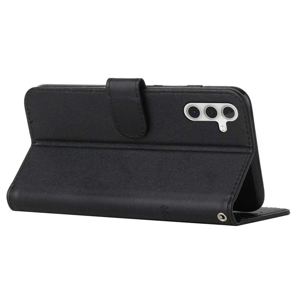 For Samsung Galaxy M55 5G / C55 5G Phone Case Anti-Scratch PU Leather Stand Wallet Cover - Black - 2