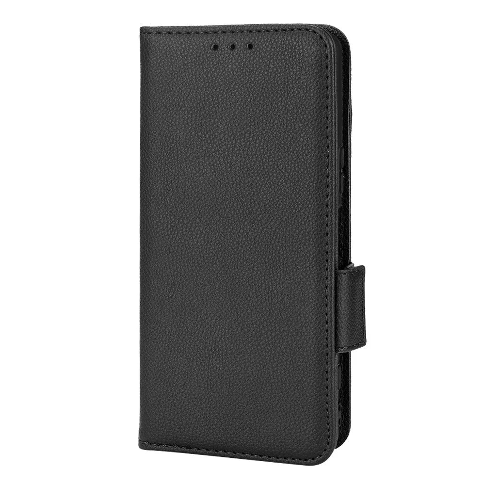 For Sony Xperia 5 IV 5G Litchi Texture Stand Wallet Phone Cover PU Leather Dual Magnetic Clasp Case - Black - 6
