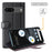 For Google Pixel 7 5G Phone Cases Genuine Split Leather Wallet Mobile Cover Stand - Black - 6