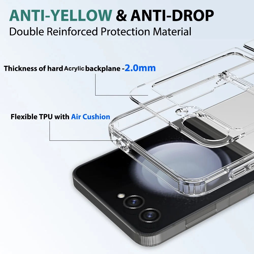 For Samsung Galaxy Z Flip7 FE 5G / Z Flip6 5G Case TPU+Acrylic Clear Phone Cover, One-Piece Design - 6