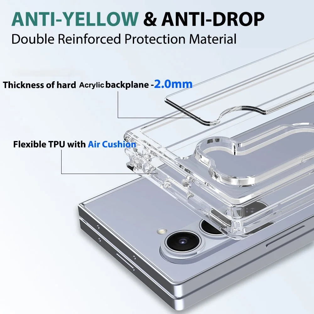 For Samsung Galaxy Z Fold6 5G Clear Case TPU+Acrylic Anti-Scratch Phone Cover - 6