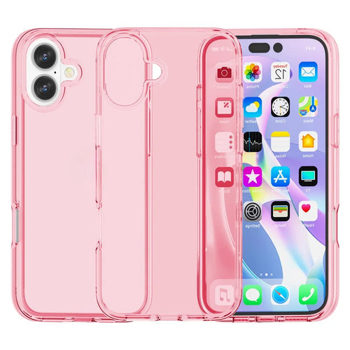 For iPhone 16 Case PC + TPU Anti-Scratch Clear Phone Cover - Transparent Pink - 1