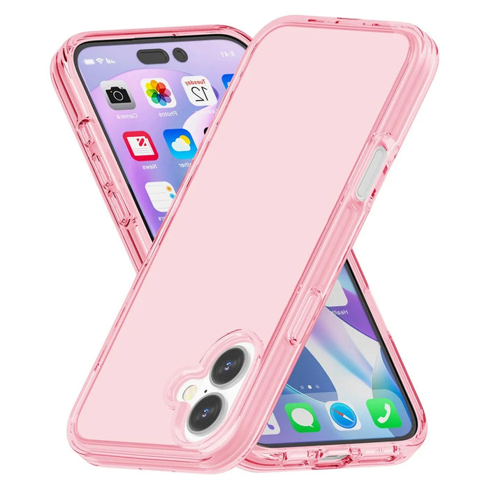 For iPhone 16 Case PC + TPU Anti-Scratch Clear Phone Cover - Transparent Pink - 5