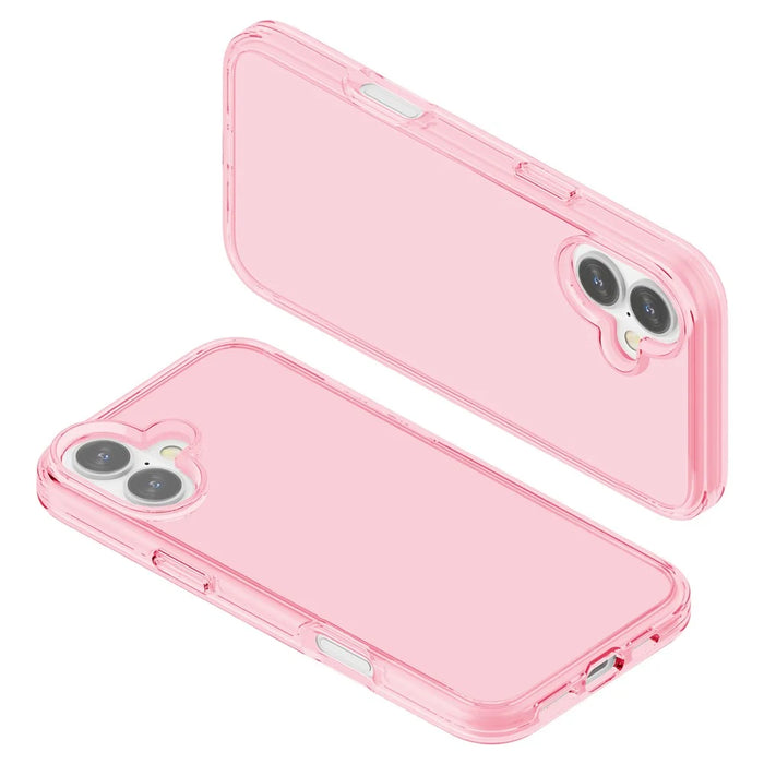 For iPhone 16 Plus Case Transparent PC + TPU Hybrid Phone Cover - Transparent Pink - 6