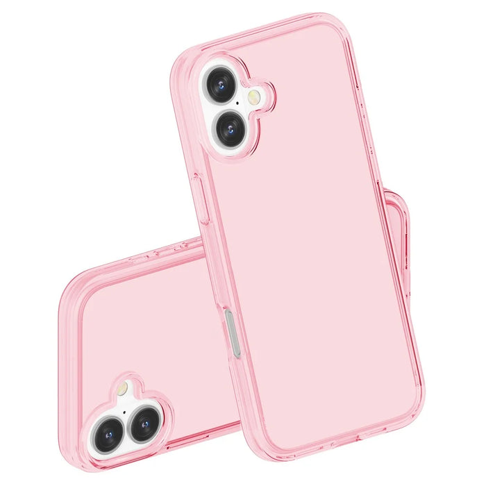 For iPhone 16 Plus Case Transparent PC + TPU Hybrid Phone Cover - Transparent Pink - 7