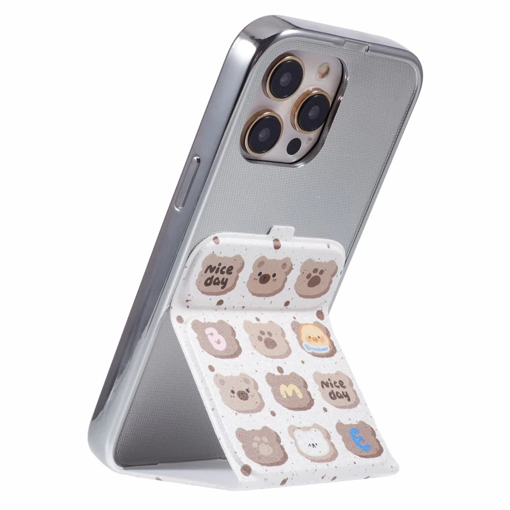 For iPhone 15 Pro Case Cute Pattern Kickstand Leather+TPU Electroplating Phone Cover - Graffiti Animals - 2