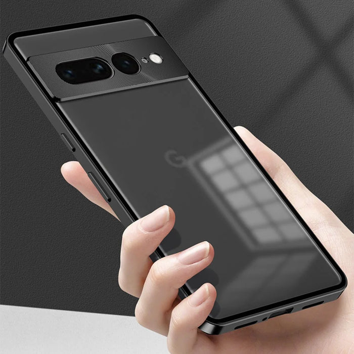 For Google Pixel 7 Pro 5G Case Pop-Up Snap Lock Translucent PC Matte Phone Cover - Black - 5