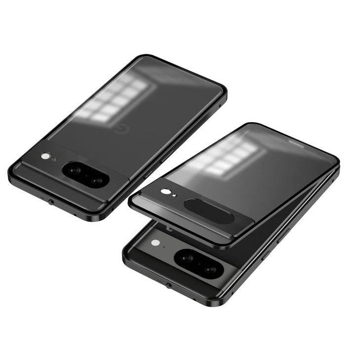 For Google Pixel 8 Case Pop-Up Lock Aluminium Alloy+PC Anti-Drop Phone Cover - Black - 1