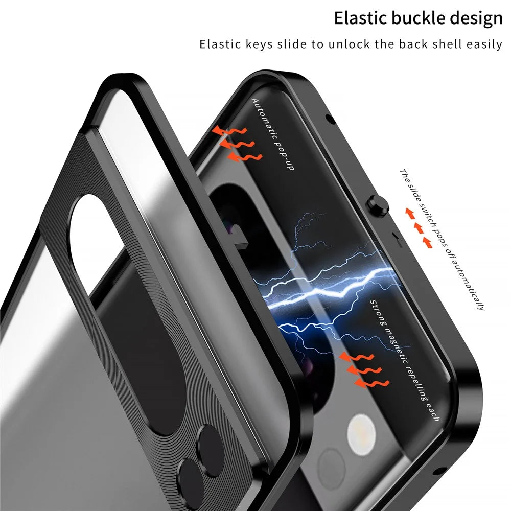 For Google Pixel 8 Case Pop-Up Lock Aluminium Alloy+PC Anti-Drop Phone Cover - Black - 2