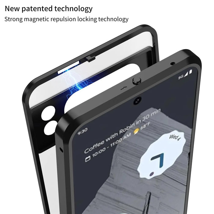 For Google Pixel 8 Case Pop-Up Lock Aluminium Alloy+PC Anti-Drop Phone Cover - Black - 3