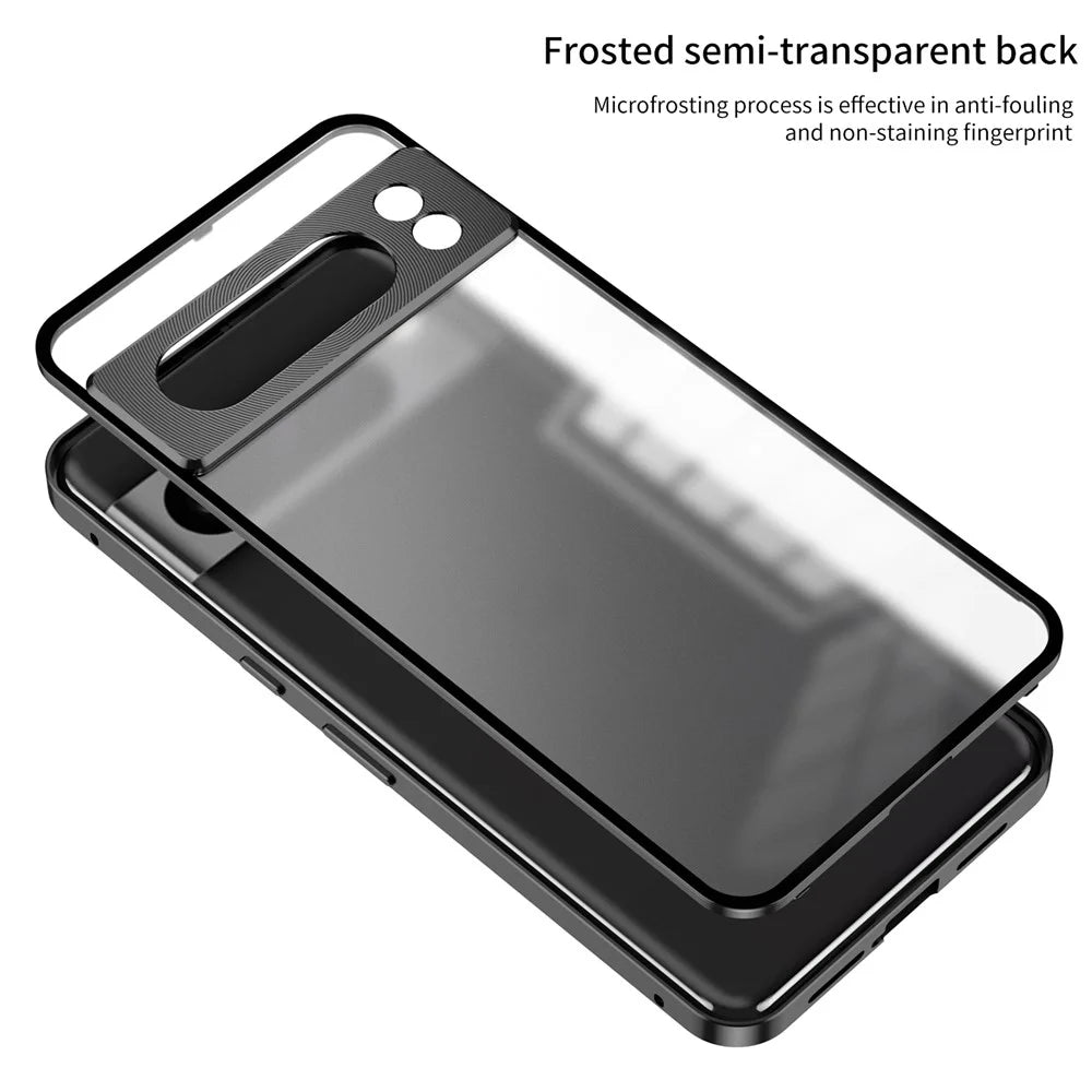 For Google Pixel 8 Case Pop-Up Lock Aluminium Alloy+PC Anti-Drop Phone Cover - Black - 4