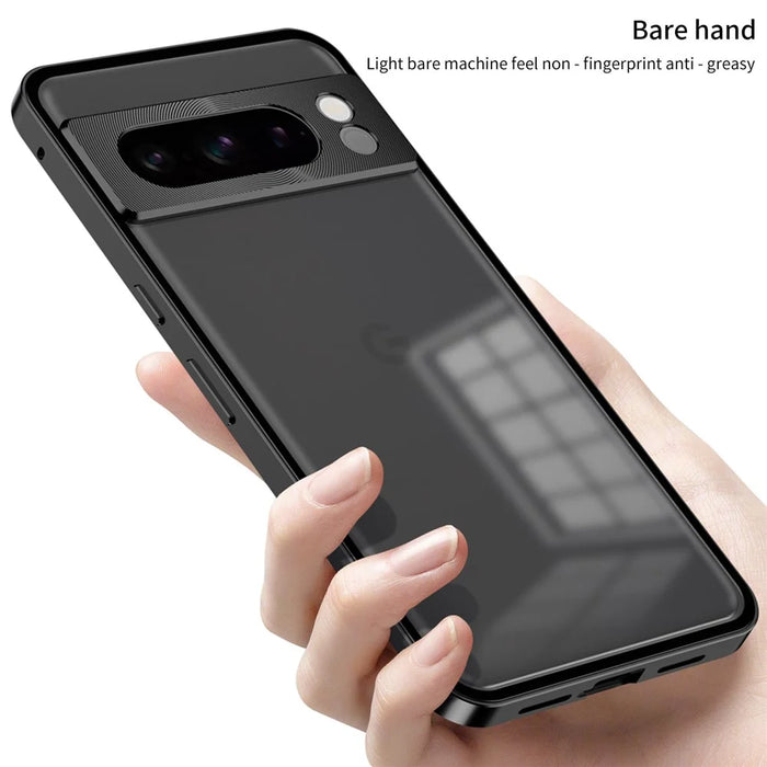 For Google Pixel 8 Pro Phone Case Pop-Up Snap Lock Aluminium Alloy Frame PC Back Cover - Black - 6