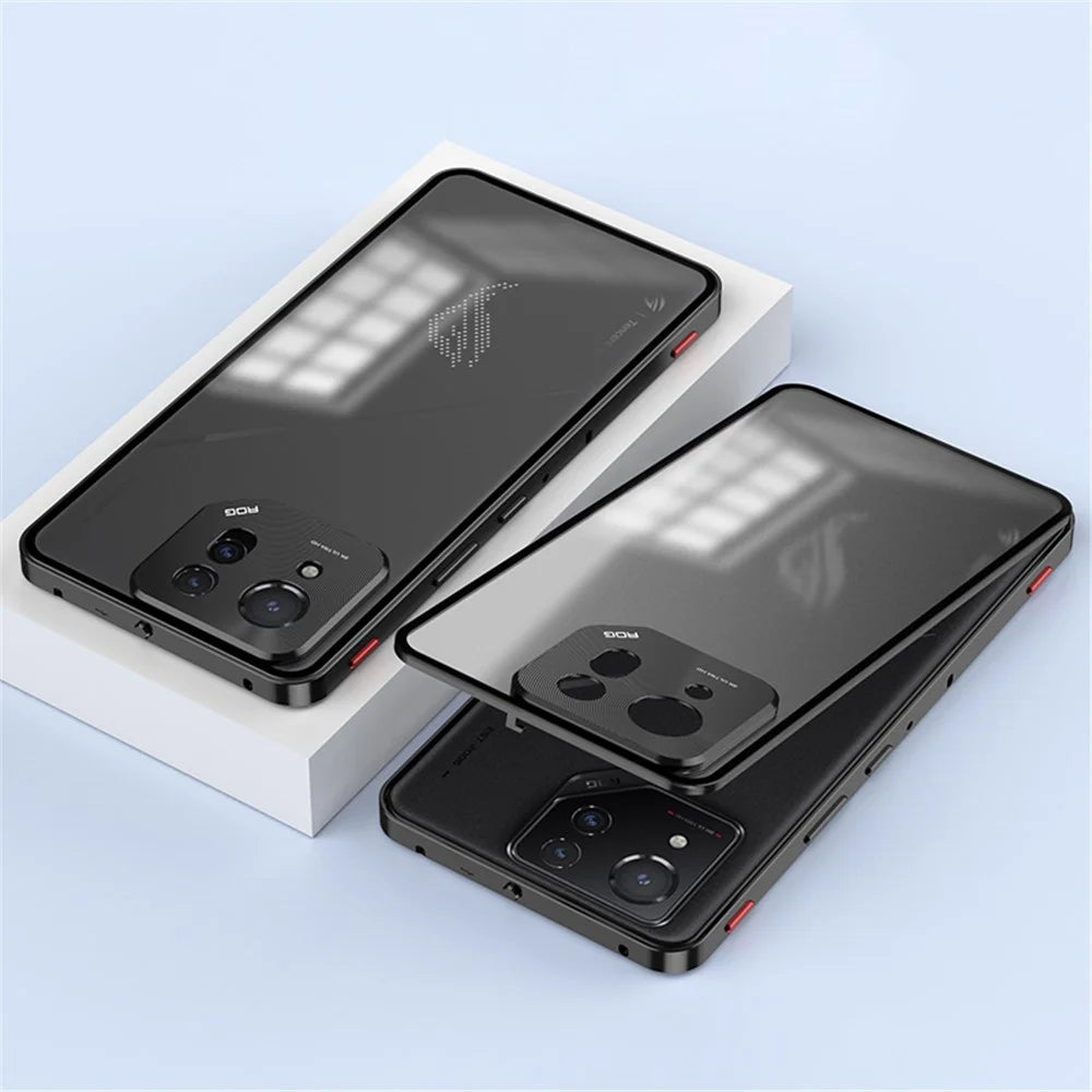 For Asus ROG Phone 8 5G / 8 Pro 5G Case Snap Lock Metal Frame PC Back Matte Phone Cover - Black - 1