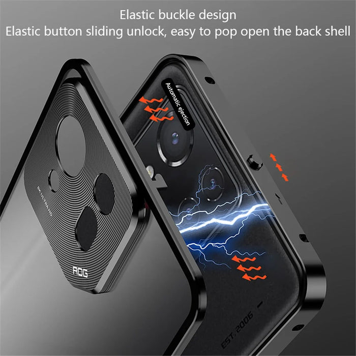 For Asus ROG Phone 8 5G / 8 Pro 5G Case Snap Lock Metal Frame PC Back Matte Phone Cover - Black - 2