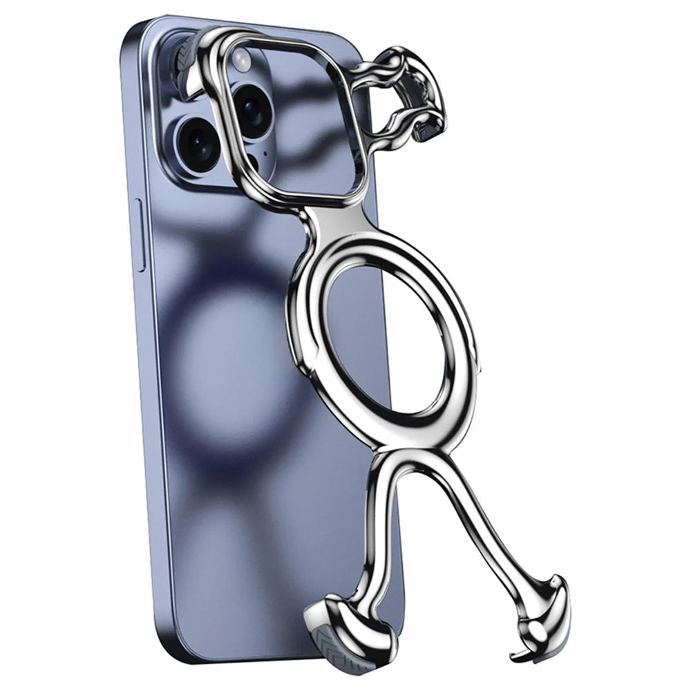 For iPhone 13 Pro Max Frameless Case Compatible with MagSafe Hard PC Electroplating Bumper Cover - Bright Silver - 1