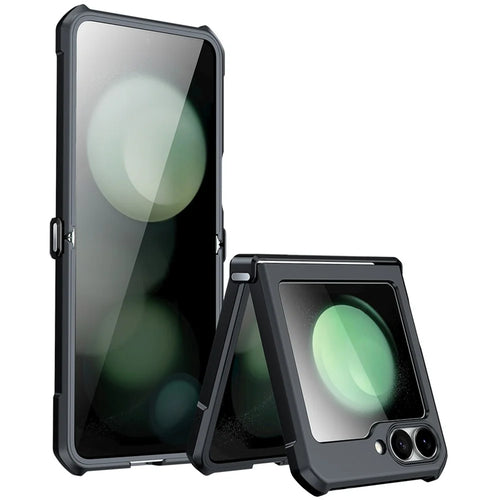 XUNDD For Samsung Galaxy Z Flip7 FE 5G / Z Flip6 5G Case TPU+Acrylic Hinge Phone Cover with Rear Small Screen Film - 1