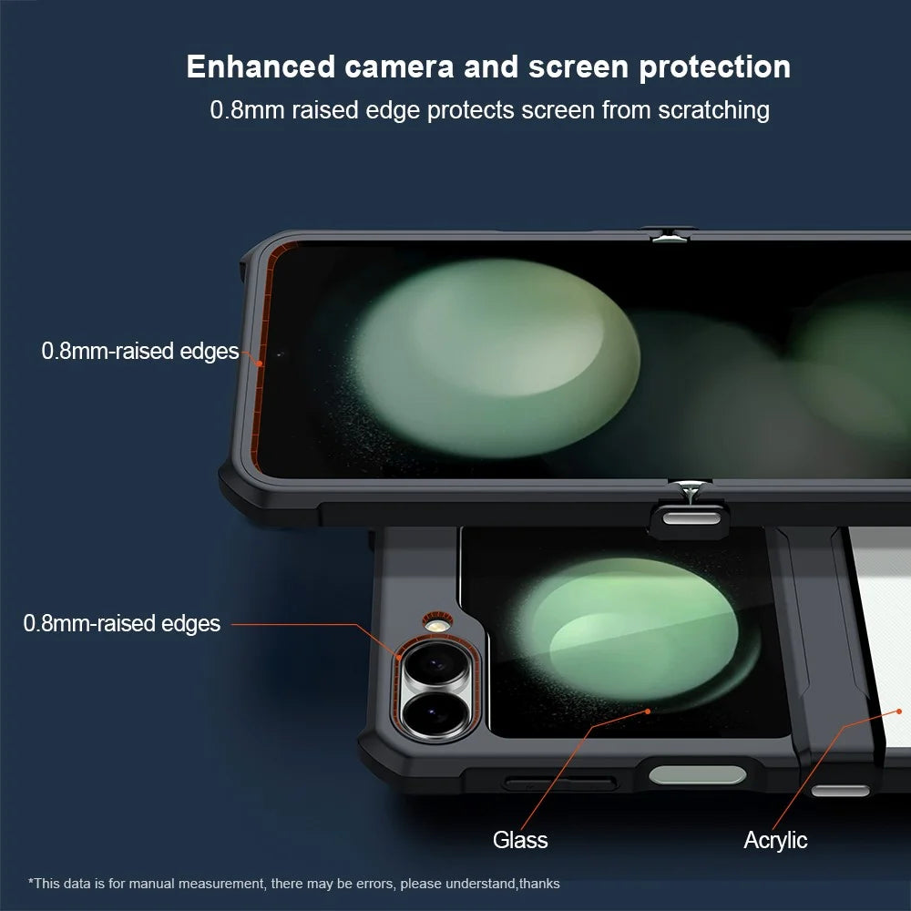 XUNDD For Samsung Galaxy Z Flip7 FE 5G / Z Flip6 5G Case TPU+Acrylic Hinge Phone Cover with Rear Small Screen Film - 3