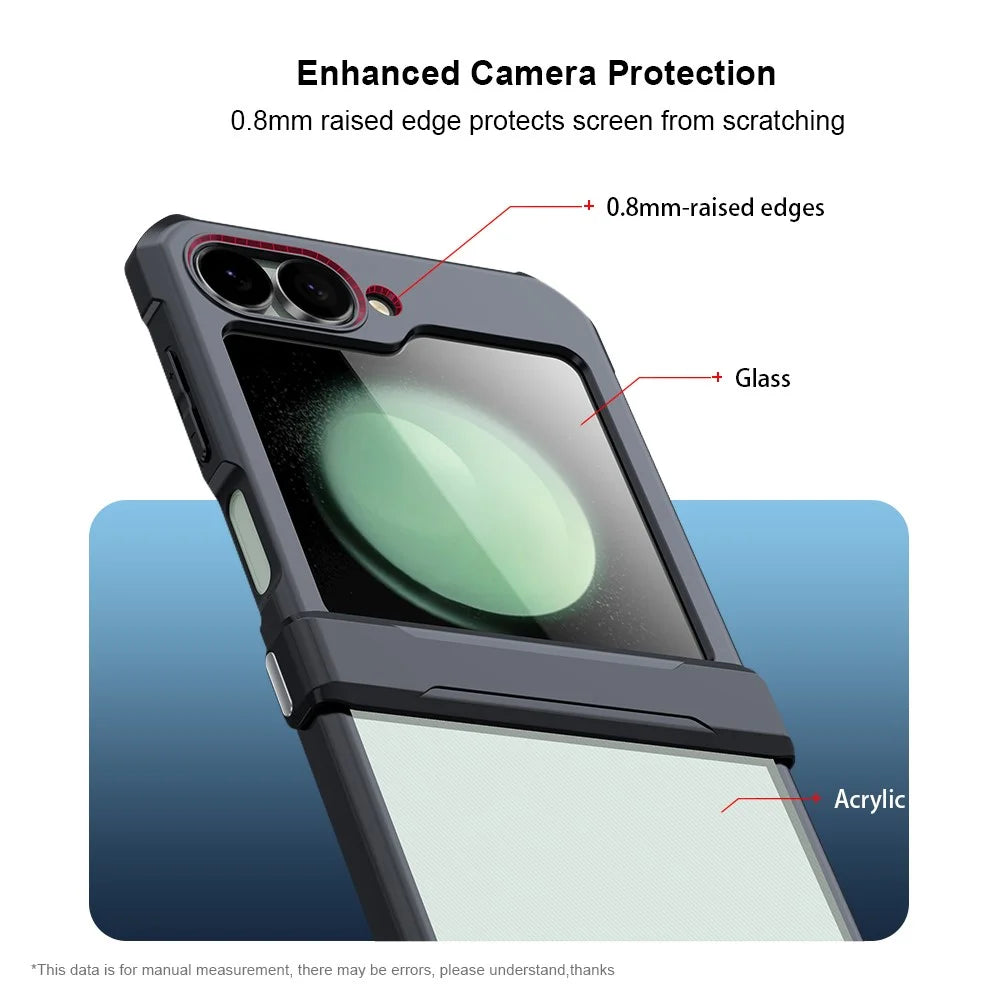 XUNDD For Samsung Galaxy Z Flip7 FE 5G / Z Flip6 5G Case TPU+Acrylic Hinge Phone Cover with Rear Small Screen Film - 6