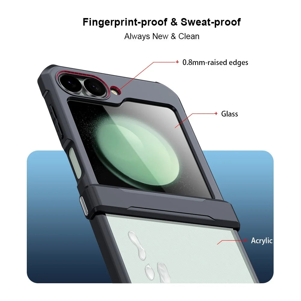 XUNDD For Samsung Galaxy Z Flip7 FE 5G / Z Flip6 5G Case TPU+Acrylic Hinge Phone Cover with Rear Small Screen Film - 7