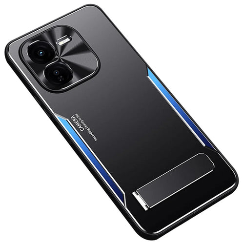 For vivo iQOO Z9x 5G   Case Aluminum Alloy + TPU Shockproof Phone Cover with Kickstand - Blue - 1