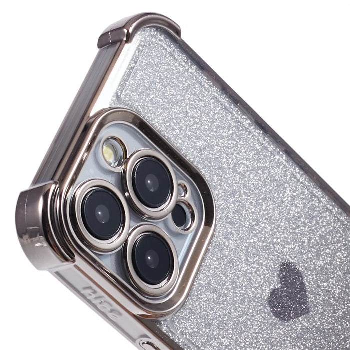 For iPhone 15 Pro   Phone Case Heart Pattern TPU Glittery Powder Cell Phone Cover - Grey - 5