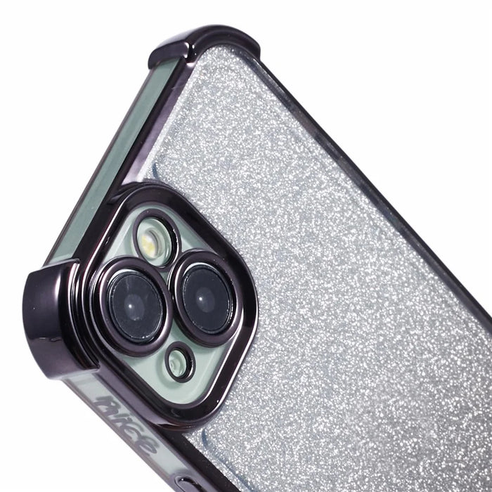For iPhone 14 Anti-Fall Phone Case Glitter Gradient Electroplating TPU Phone Cover - Black - 6