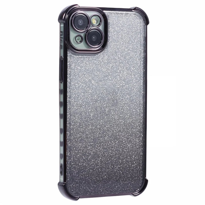 For iPhone 14 Plus Cell Phone Cover Glitter Gradient Electroplating Anti-Fall TPU Phone Case - Black - 3