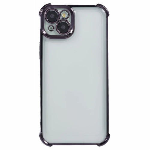 For iPhone 13 Case Electroplating Heart Pattern Edge TPU Clear Phone Cover - Black - 1