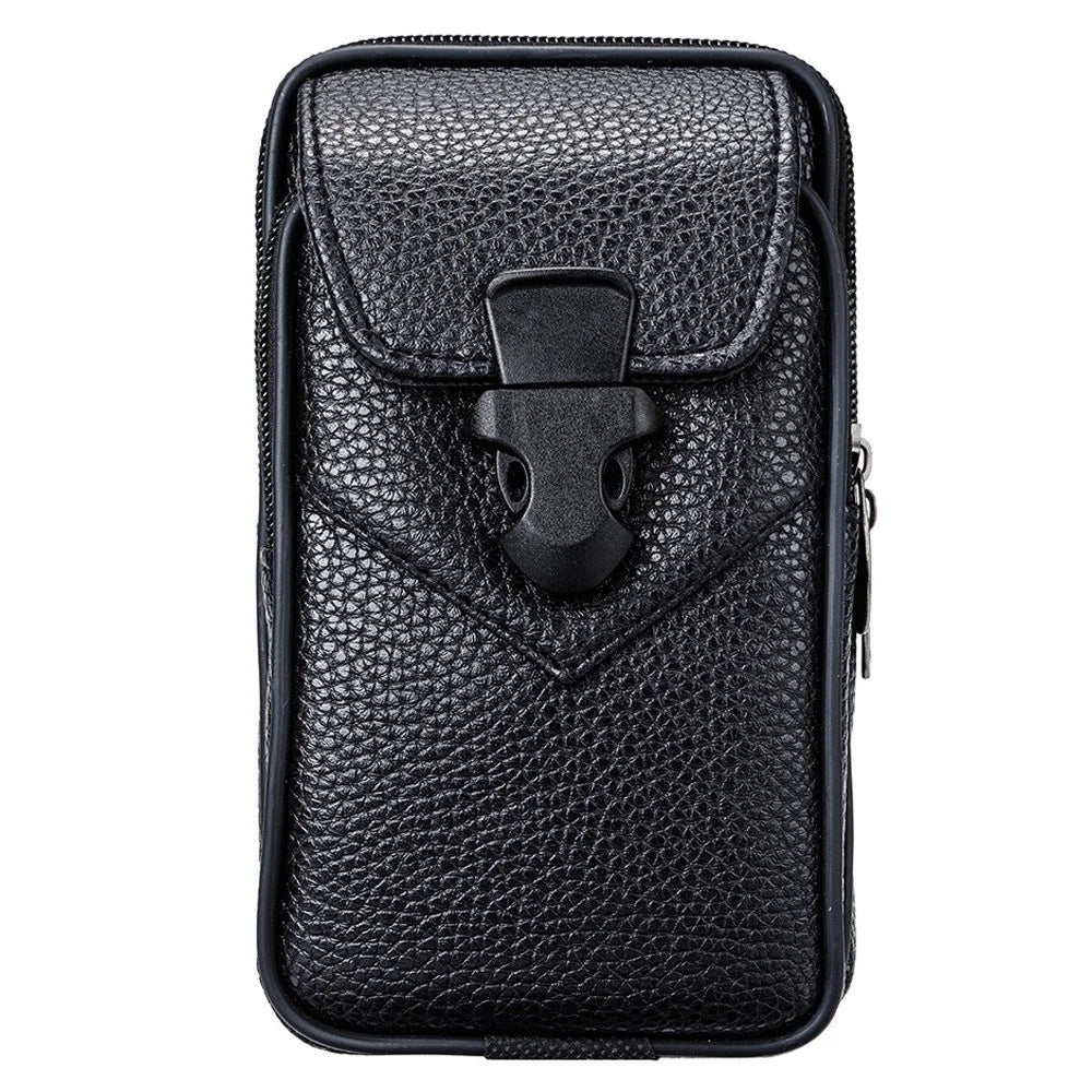 Multifunction Belt Phone Bag for Men PU Leather Waist Phone Case Cell Phone Bag with Outer Zippered Pouch (Vertical Version) - 1