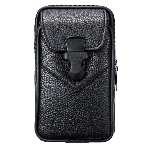 Multifunction Belt Phone Bag for Men PU Leather Waist Phone Case Cell Phone Bag with Outer Zippered Pouch (Vertical Version) - 1