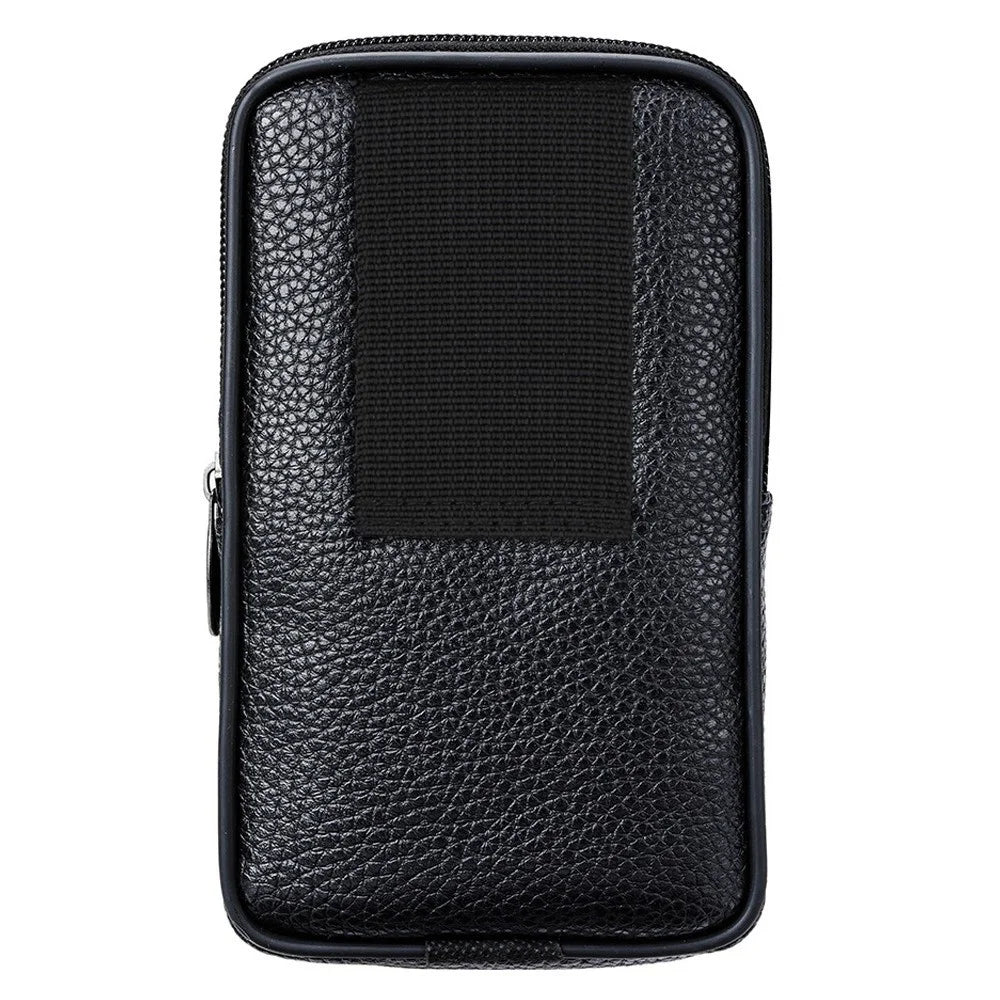 Multifunction Belt Phone Bag for Men PU Leather Waist Phone Case Cell Phone Bag with Outer Zippered Pouch (Vertical Version) - 2
