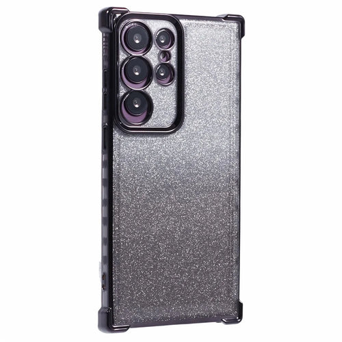 For Samsung Galaxy S22 Ultra 5G Case TPU Glitter Gradien Phone Cover Love Heart Pattern Frame - Black - 1