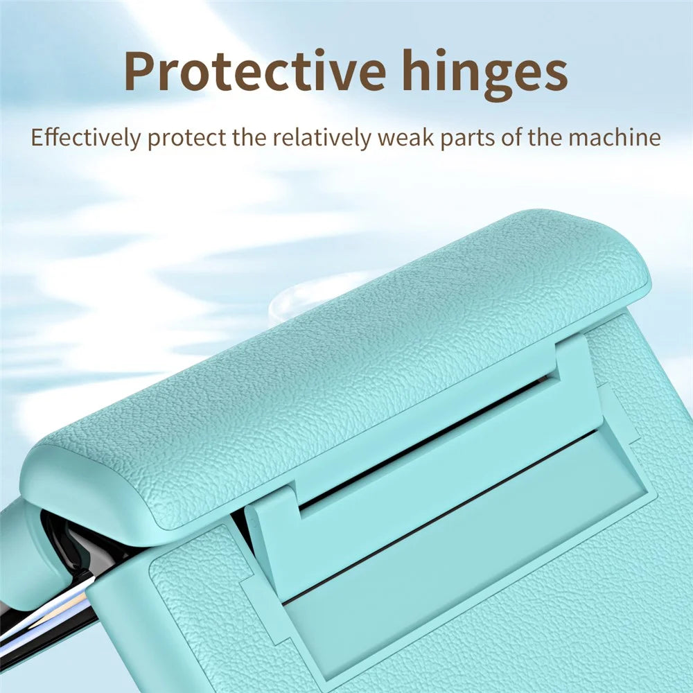 For Samsung Galaxy Z Flip7 FE 5G / Z Flip6 5G / Z Flip5 5G Case Textured Leather + PC Hinge Protection Phone Cover - Purple - 6