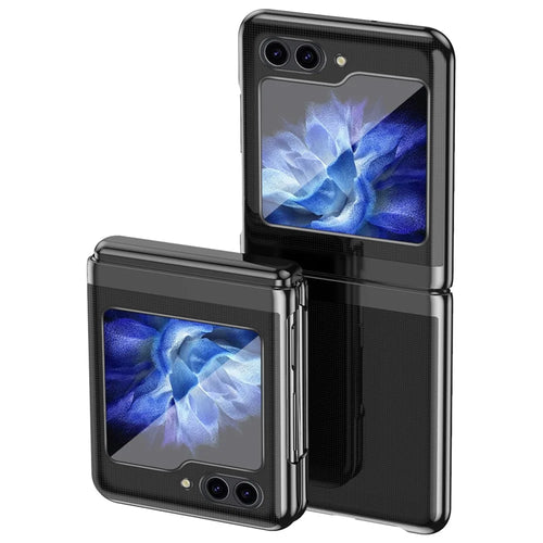 For Samsung Galaxy Z Flip7 FE 5G / Z Flip6 5G / Z Flip5 5G Case Clear PC Electroplating Hard Phone Cover - Black - 1