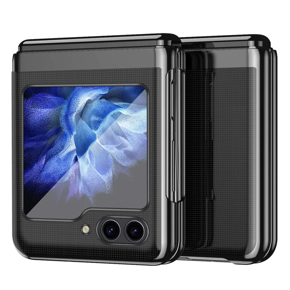 For Samsung Galaxy Z Flip7 FE 5G / Z Flip6 5G / Z Flip5 5G Case Clear PC Electroplating Hard Phone Cover - Black - 2