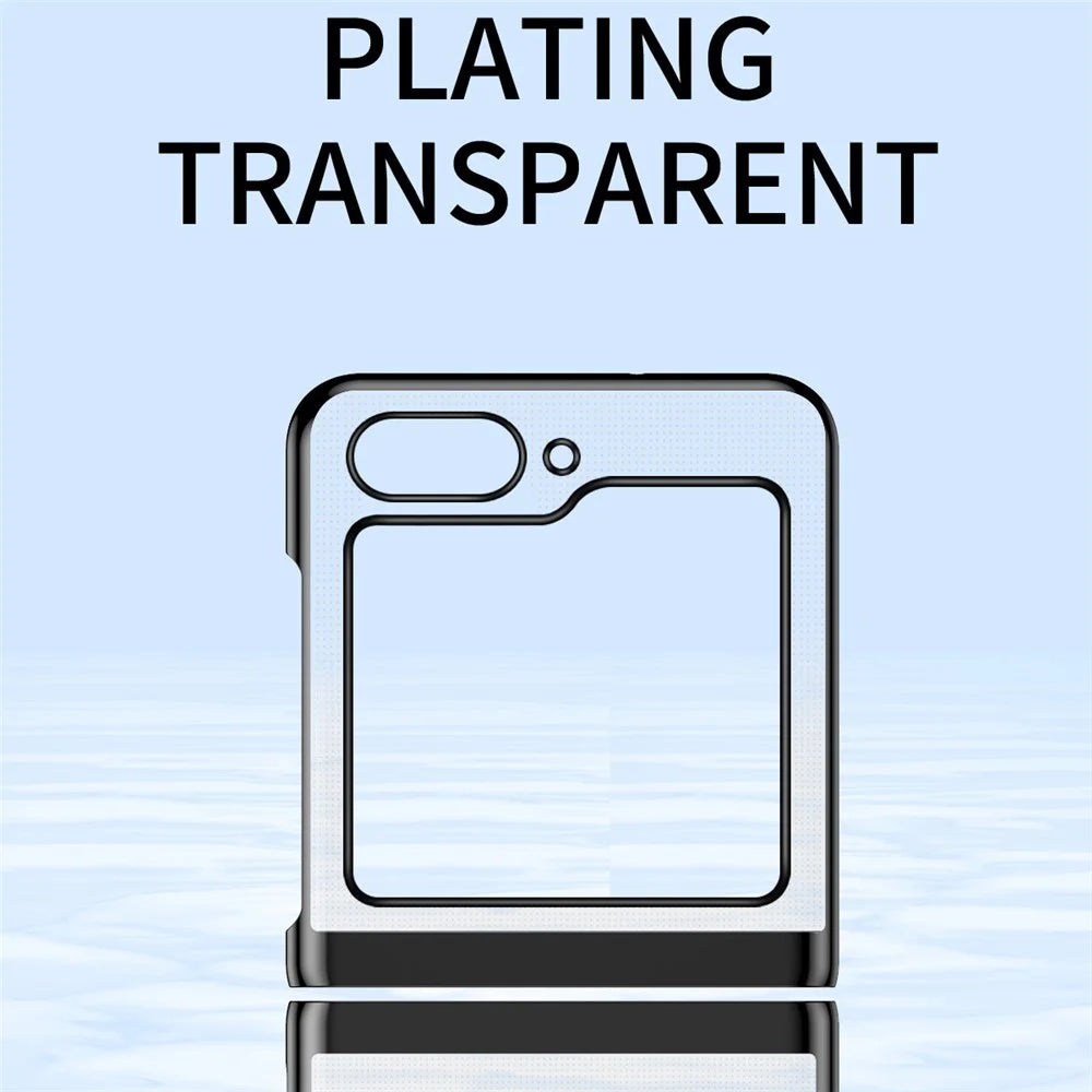 For Samsung Galaxy Z Flip7 FE 5G / Z Flip6 5G / Z Flip5 5G Case Clear PC Electroplating Hard Phone Cover - Black - 3