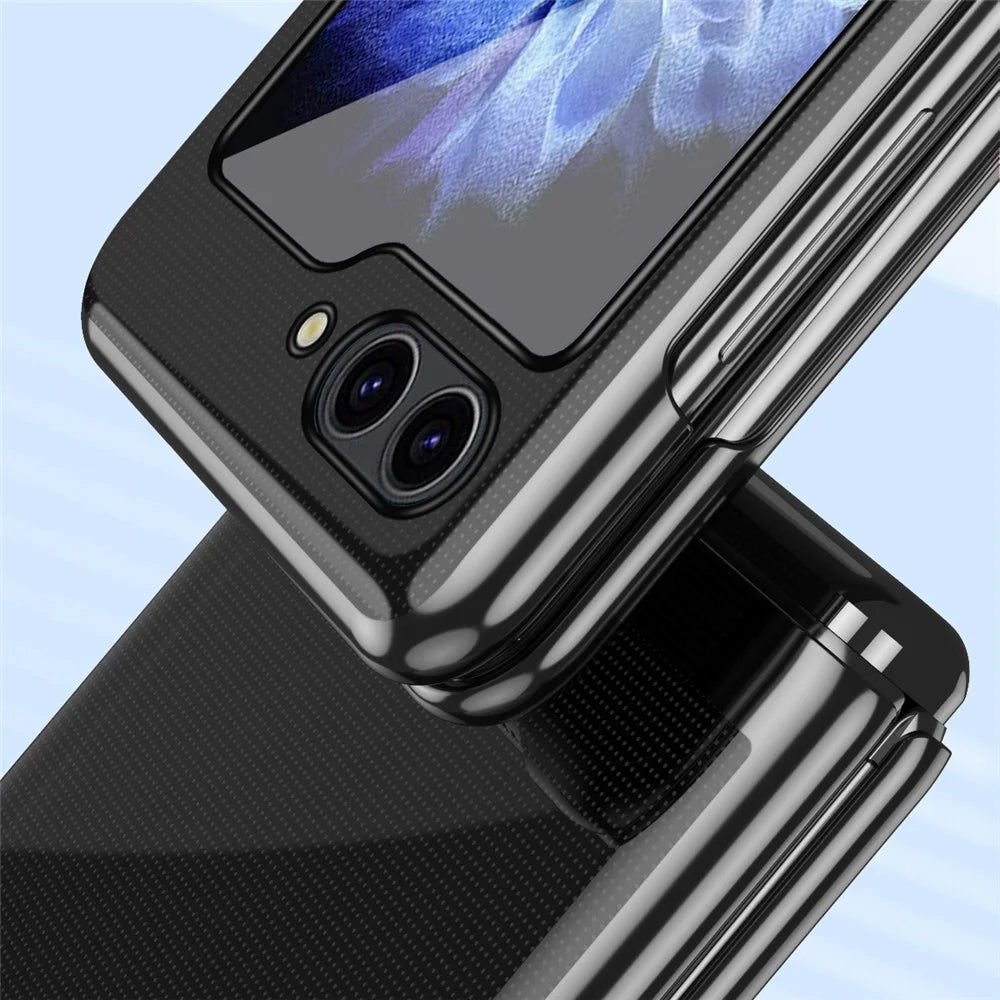 For Samsung Galaxy Z Flip7 FE 5G / Z Flip6 5G / Z Flip5 5G Case Clear PC Electroplating Hard Phone Cover - Black - 4