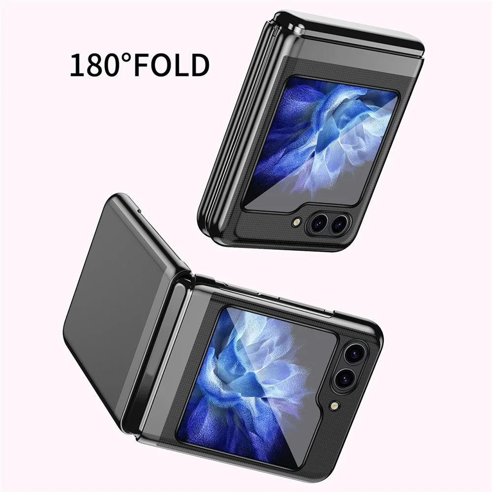 For Samsung Galaxy Z Flip7 FE 5G / Z Flip6 5G / Z Flip5 5G Case Clear PC Electroplating Hard Phone Cover - Black - 5