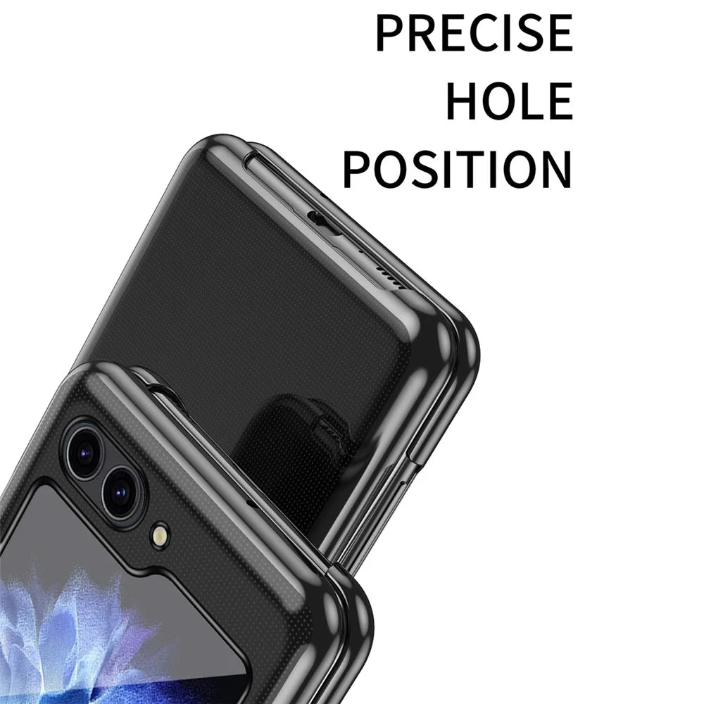 For Samsung Galaxy Z Flip7 FE 5G / Z Flip6 5G / Z Flip5 5G Case Clear PC Electroplating Hard Phone Cover - Black - 6