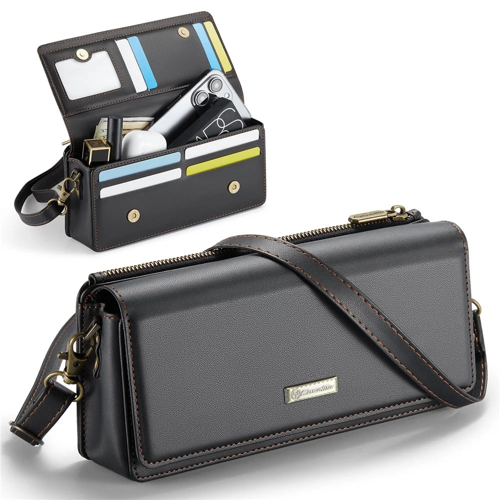 CASEME Me30 Max 4.0-7.5 inch Phone Bag Leather RFID Blocking Crossbody Phone Purse Wallet - Black - 1