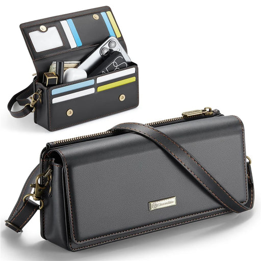 CASEME Me30 Max 4.0-7.5 inch Phone Bag Leather RFID Blocking Crossbody Phone Purse Wallet - Black - 1
