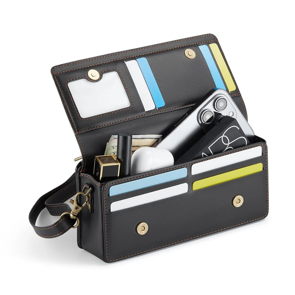 CASEME Me30 Max 4.0-7.5 inch Phone Bag Leather RFID Blocking Crossbody Phone Purse Wallet - Black - 3