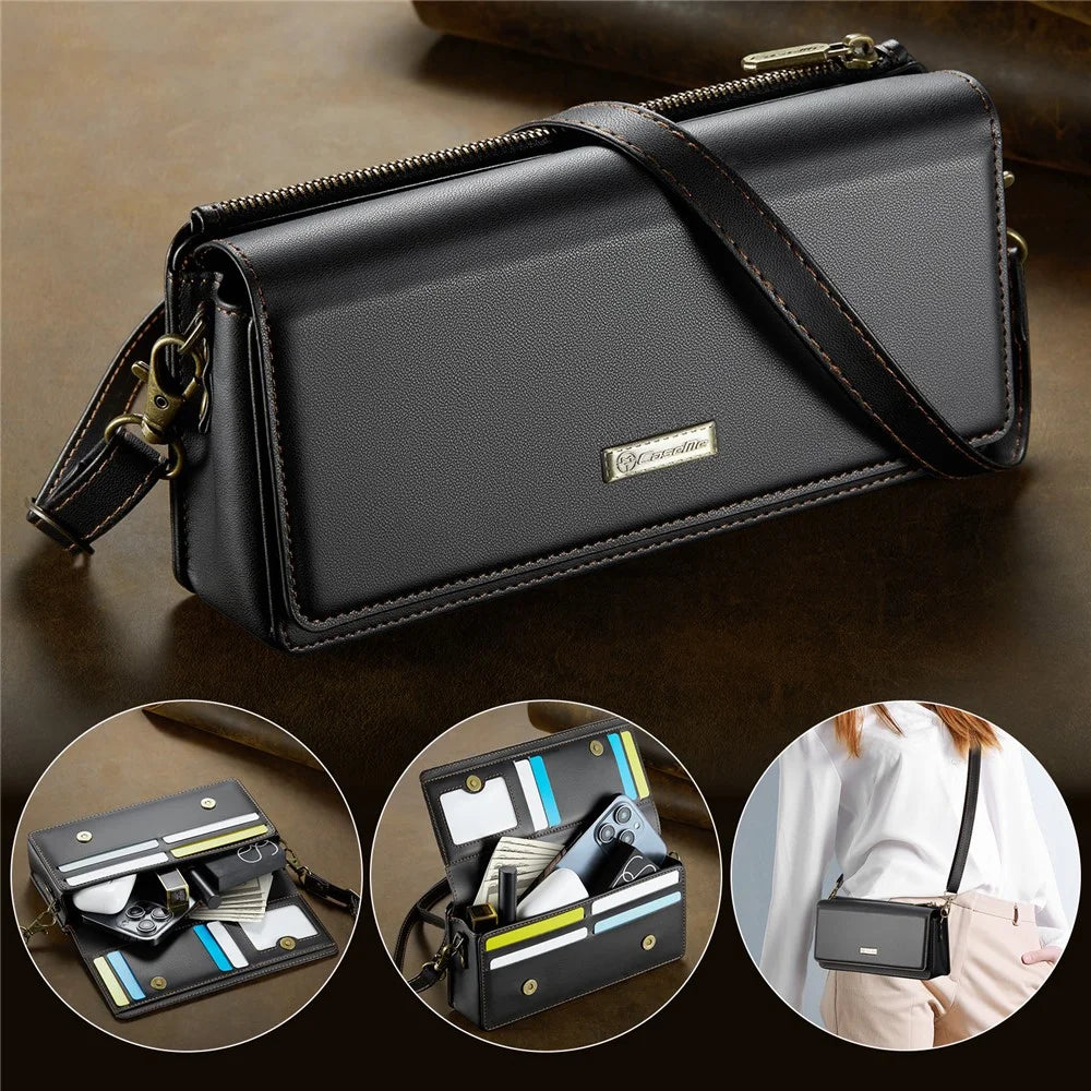 CASEME Me30 Max 4.0-7.5 inch Phone Bag Leather RFID Blocking Crossbody Phone Purse Wallet - Black - 4