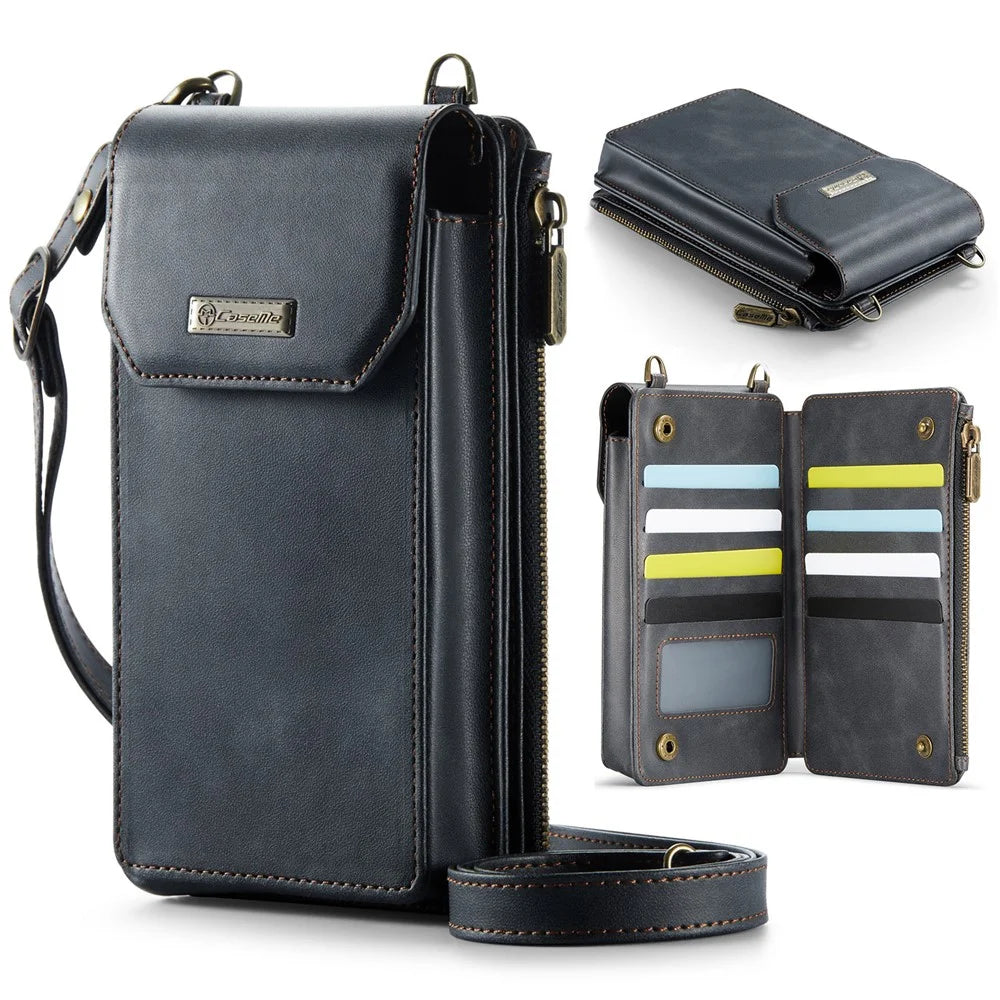 CASEME Me40 4.0-7.3 inch Vertical Phone Bag PU Leather RFID Blocking Crossbody Bag Handbag - Black - 1